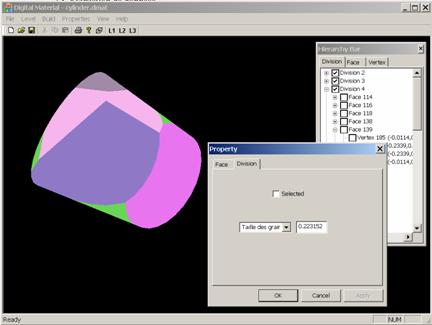 Figure 10: Capture d’écran du logiciel; Sélection d’une division.
